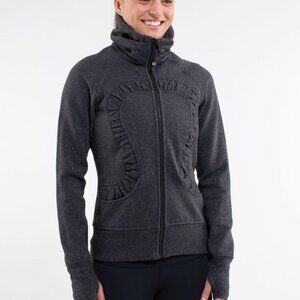 Lululemon Women's Heathered Black Cuddle Up Sparkle Full-Zip Jacket Size 8